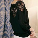 3 Sleeve Lace Hollow Casual Chiffon Blouse - Vianchi Natural Glam