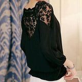3 Sleeve Lace Hollow Casual Chiffon Blouse - Vianchi Natural Glam