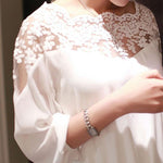 3 Sleeve Lace Hollow Casual Chiffon Blouse - Vianchi Natural Glam