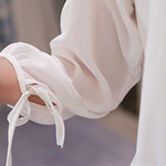 3 Sleeve Lace Hollow Casual Chiffon Blouse - Vianchi Natural Glam