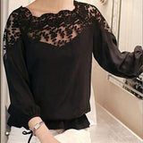 3 Sleeve Lace Hollow Casual Chiffon Blouse - Vianchi Natural Glam