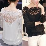 3 Sleeve Lace Hollow Casual Chiffon Blouse - Vianchi Natural Glam