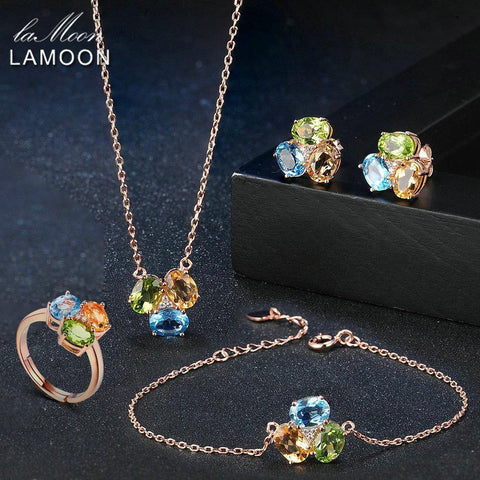 3pcs Oval Citrine Peridot Fine Jewelry Set - Vianchi Natural Glam